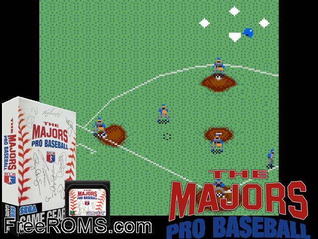 Majors Pro Baseball Game Gear game showing 3D box cover and gameplay screenshot